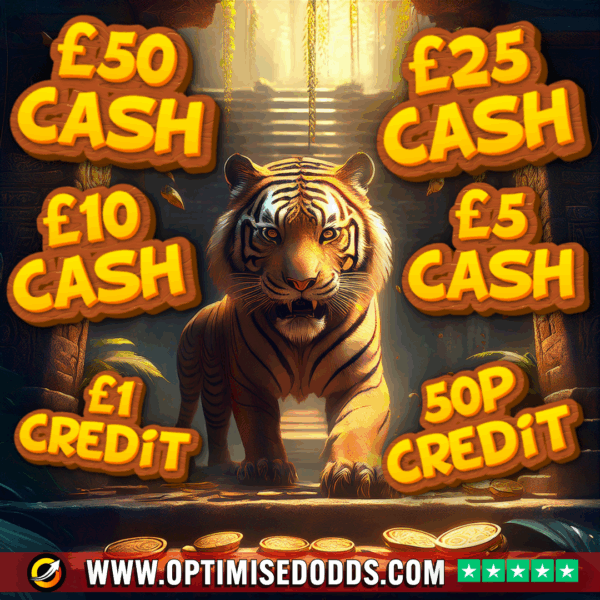 TIGER TREASURE +200 INSTANT WINS - Only 49p To Play (1 in 15 Chance To Win BIG)