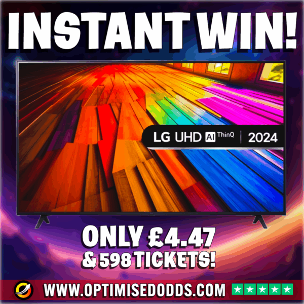 INSTANT WIN - 2024 LG 65″ 4K Ultra HD LED AI THINQ Smart TV + £100 Site Credit Instant Wins (1 in 28 Chance Of Winning TV)